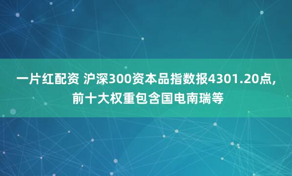 一片红配资 沪深300资本品指数报4301.20点, 前十大权重包含国电南瑞等